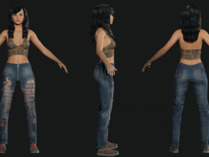 Realista mujer coreana low-poly Modelo 3D