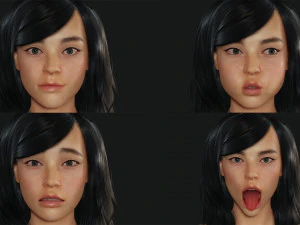 Realista mujer coreana low-poly Modelo 3D