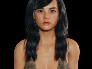 Realista mujer coreana low-poly Modelo 3D