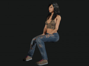 Realistic Female Korean low-poly 3D Model