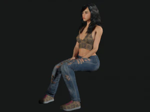 Realista mujer coreana low-poly Modelo 3D