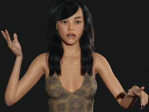 Realista mujer coreana low-poly Modelo 3D