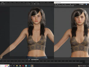 Realista mujer coreana low-poly Modelo 3D