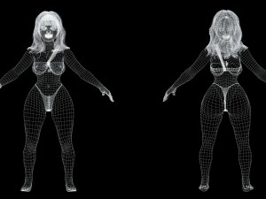 Curvy Brown Girl and clothed Low-poly Model 3D