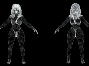 Curvy Brown Girl and clothed Low-poly 3D Model