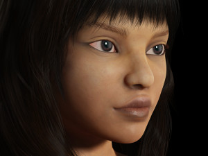 Curvy Brown Girl and clothed Low-poly Model 3D