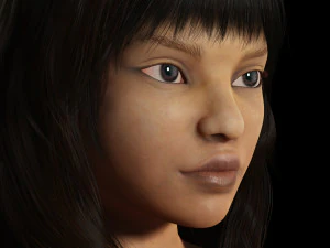 Curvy Brown Girl and clothed Low-poly 3D Model