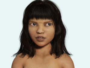 Curvy Brown Girl and clothed Low-poly Model 3D