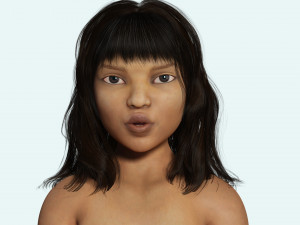 Curvy Brown Girl and clothed Low-poly Model 3D
