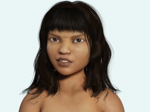 Curvy Brown Girl and clothed Low-poly Model 3D