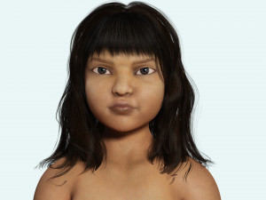 Curvy Brown Girl and clothed Low-poly Model 3D