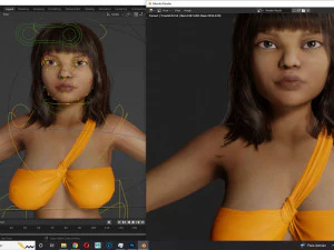 Curvy Brown Girl and clothed Low-poly 3D Model