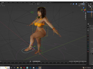 Curvy Brown Girl and clothed Low-poly Model 3D