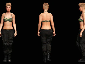 Realistic Military Girl Ready 4K Low-poly free 3D Model