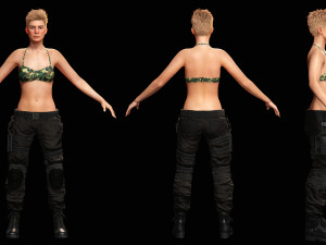 Realistic Military Girl Ready 4K Low-poly free 3D 모델