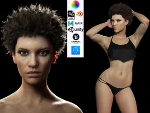 Realistic African Woman afro Low-poly 3D Model