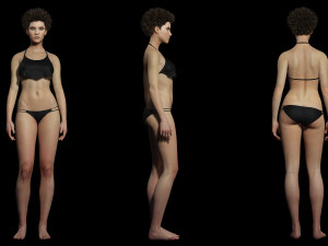 Realistic African Woman afro Low-poly Model 3D