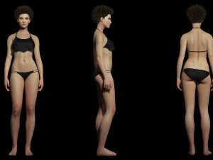 Realistic African Woman afro Low-poly 3D Model