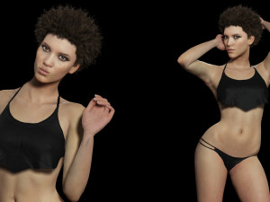 Realistic African Woman afro Low-poly Model 3D