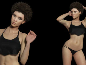 Realistic African Woman afro Low-poly 3D Model