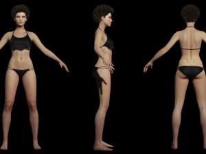 Realistic African Woman afro Low-poly Model 3D