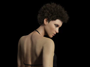 Realistic African Woman afro Low-poly 3D Model