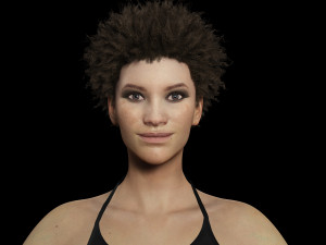 Realistic African Woman afro Low-poly Model 3D