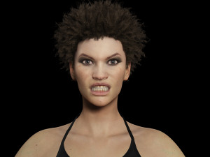 Realistic African Woman afro Low-poly Model 3D