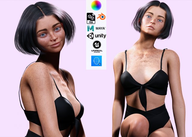 Sweet Girl Low-poly 3D-Modell .c4d .max .obj .3ds .fbx .stl .blend 