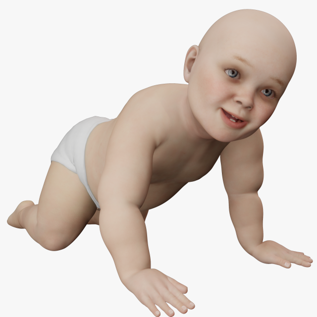 Baby girl Rigged Low-poly Model 3D .c4d .max .obj .3ds .fbx .stl .blend 