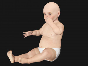 Baby girl Rigged Low-poly Model 3D