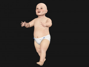 Baby girl Rigged Low-poly Model 3D