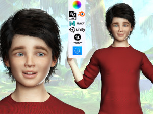 Realistic Boy Child Low-poly 3Dモデル