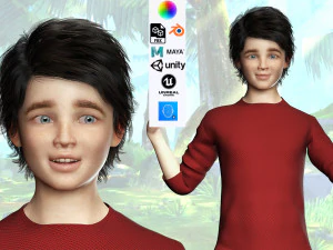 Gerçekçi Erkek Çocuk Düşük Poli 3D Model