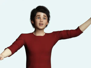Realistic Boy Child Low-poly 3D Model