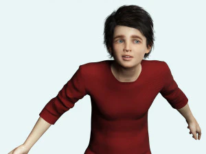 Realistic Boy Child Low-poly 3D Model
