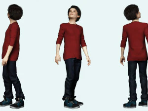 Realistic Boy Child Low-poly 3D Model