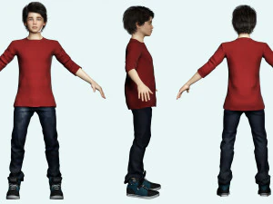 Realistic Boy Child Low-poly 3D Model