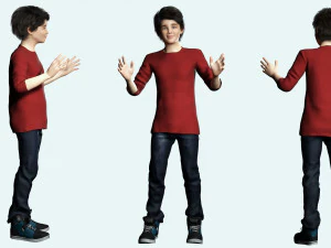Realistic Boy Child Low-poly 3D Model