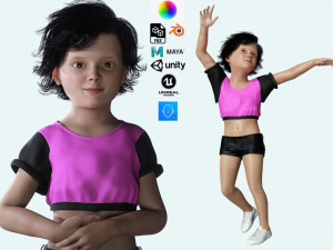 Realistic Girl child Low-poly Modelo 3D