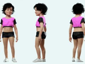 Realistic Girl child Low-poly 3D Model