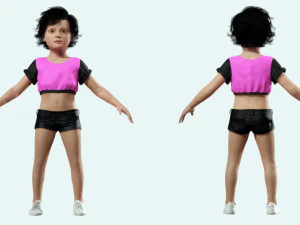 Realistic Girl child Low-poly 3D Model