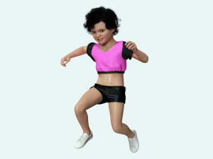 Realistic Girl child Low-poly 3D Model