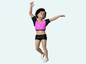 Realistic Girl child Low-poly 3D Model