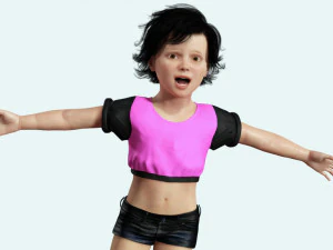 Realistic Girl child Low-poly 3D Model