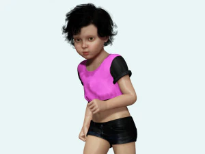 Realistic Girl child Low-poly 3D Model