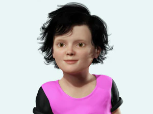 Realistic Girl child Low-poly 3D Model