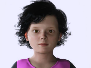 Realistic Girl child Low-poly 3D Model