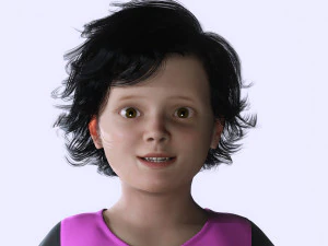 Realistic Girl child Low-poly 3D Model
