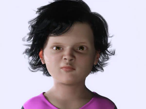 Realistic Girl child Low-poly 3D Model